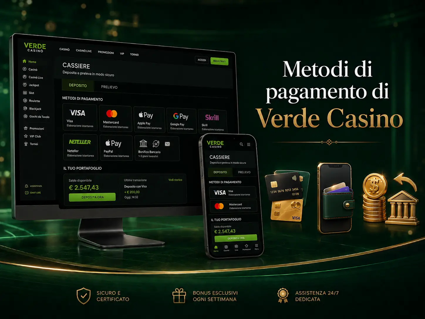 Depositi e prelievi su Verde Casino